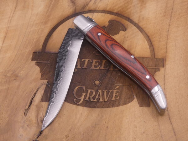 Laguiole Pliant Fer Martelée + Boite Acier Laguiole