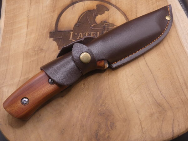 Couteau outdoor bushcraft 23,2 cm – Lame fixe avec manche bois et étui