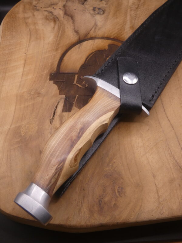 Couteau de chasse 33 cm Ranger – Bois de teck & étui cuir inclus