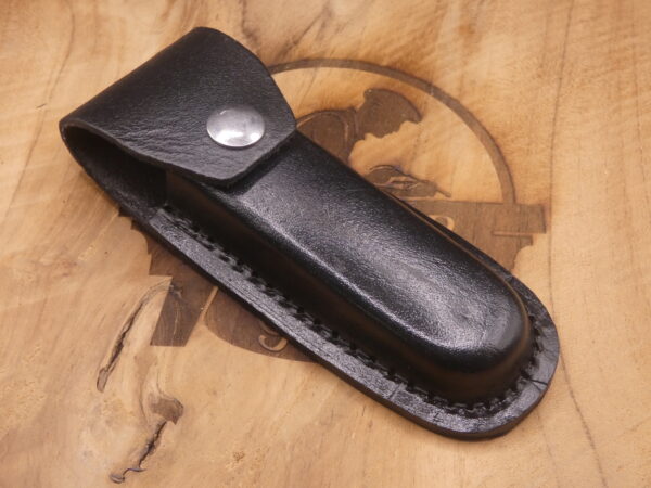 Étui en cuir noir 12 cm pour couteau pliant