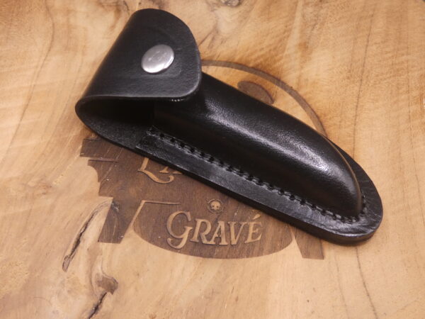 Étui noir 12 cm en croûte de cuir (Type Laguiole)