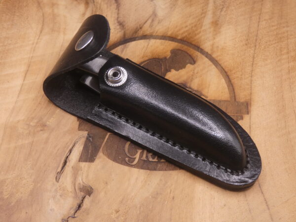 Étui noir 12 cm en croûte de cuir (Type Laguiole)