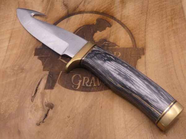 Couteau de dépeçage 22 cm avec manche bois noir et étui cuir