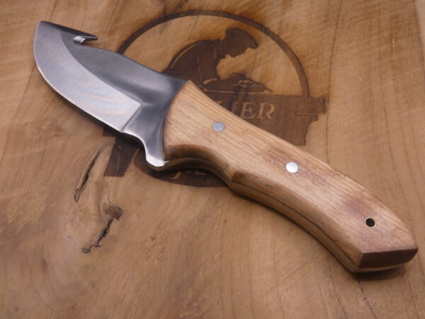 Couteau de dépeçage 21 cm en bois de teck – Étui cuir inclus