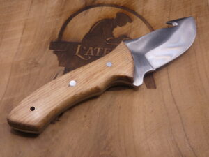 Couteau de dépeçage 21 cm en bois de teck – Étui cuir inclus