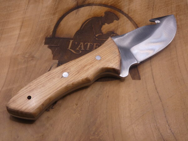 Couteau de dépeçage 21 cm en bois de teck – Étui cuir inclus