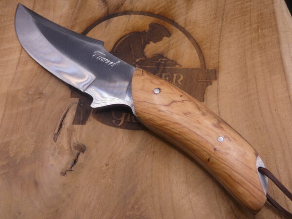 Couteau de chasse 24 cm en bois de teck – Étui cuir inclus