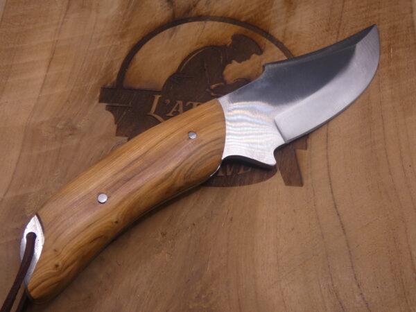 Couteau de chasse 24 cm en bois de teck – Étui cuir inclus