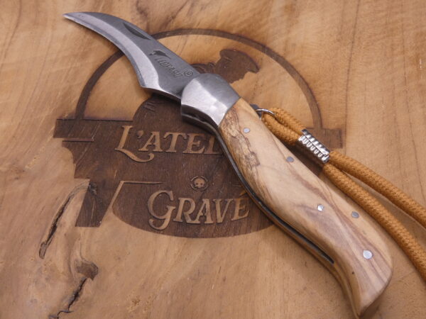 Couteau champignon teck avec cordon